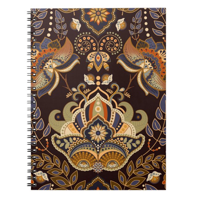 Carnet Dark Paisley : Floral Indian Seamless. (Devant)