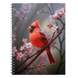 Carnet d'art des oiseaux rouges du Cardinal du Nor