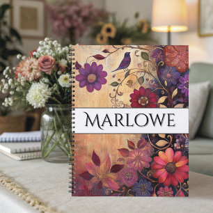 Carnet d'art populaire à motifs floraux vintage gr