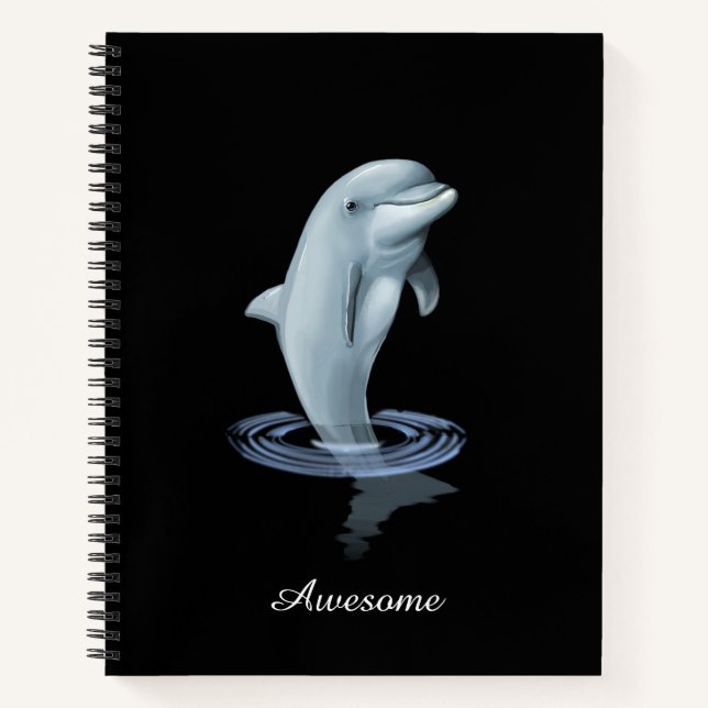 Carnet Dauphin, Ancre personnalisée et script en noir (Devant)