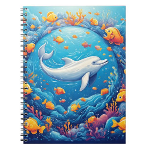 Carnet Dauphin entouré de poissons tropicaux vibrants
