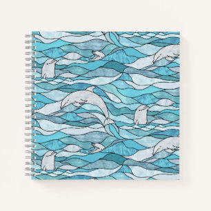 Carnet Dauphins de verre tendu de l'océan bleu
