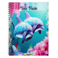Dauphins Whimsical et floral sous-marin
