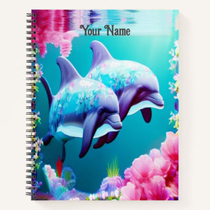 Carnet Dauphins Whimsical et floral sous-marin