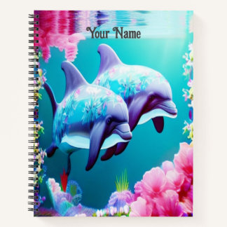 Carnet Dauphins Whimsical et floral sous-marin
