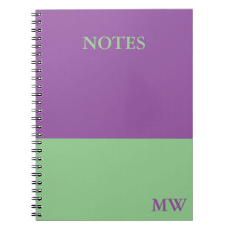 Carnet de bloc couleur monogramme violet et vert m