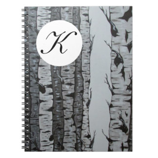 Carnet de bord de l'arbre de Birch avec monogramme