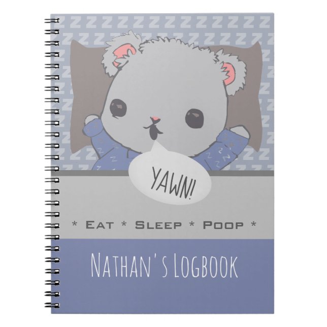 Carnet de bord personnalisé pour bébé ours en pelu (Devant)