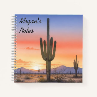 Carnet de cactus couché de soleil