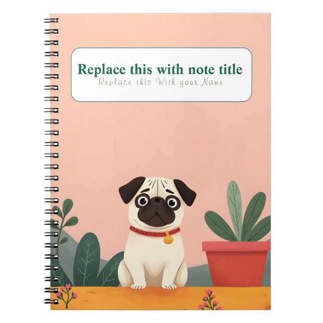 Carnet de chien personnalisé Cute Kawaii (Devant)