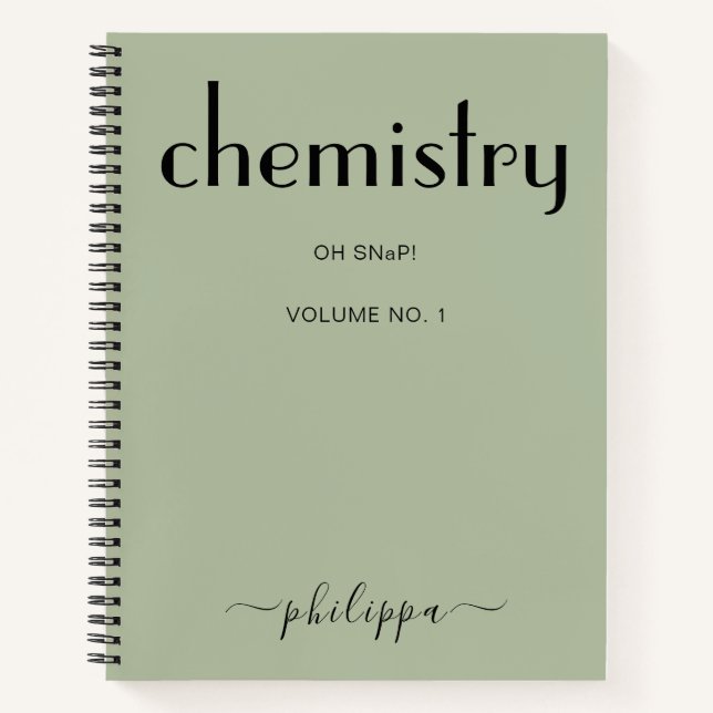 Carnet de chimie personnalisée Sage Green Black (Devant)