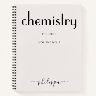 Carnet de chimiste personnalisée en noir beige fém