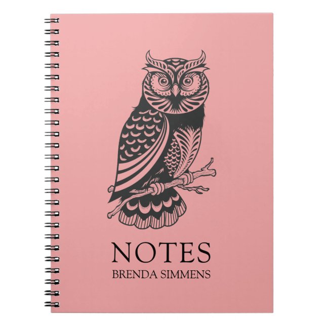 Carnet de Chouette Abstraite noire et rose (Devant)