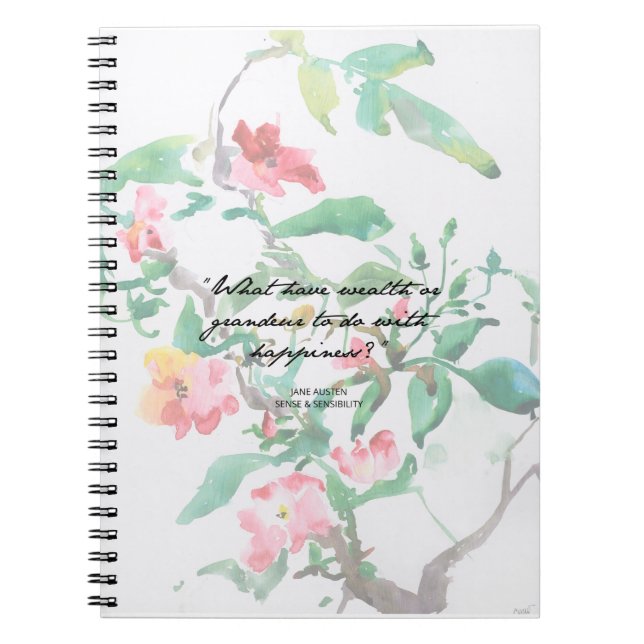 Carnet de citation de roses d'aquarelle de Jane (Devant)