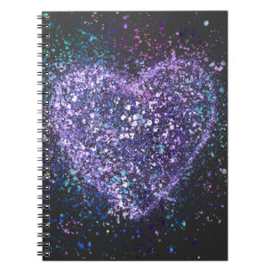 Carnet de coeur mauve de peinture