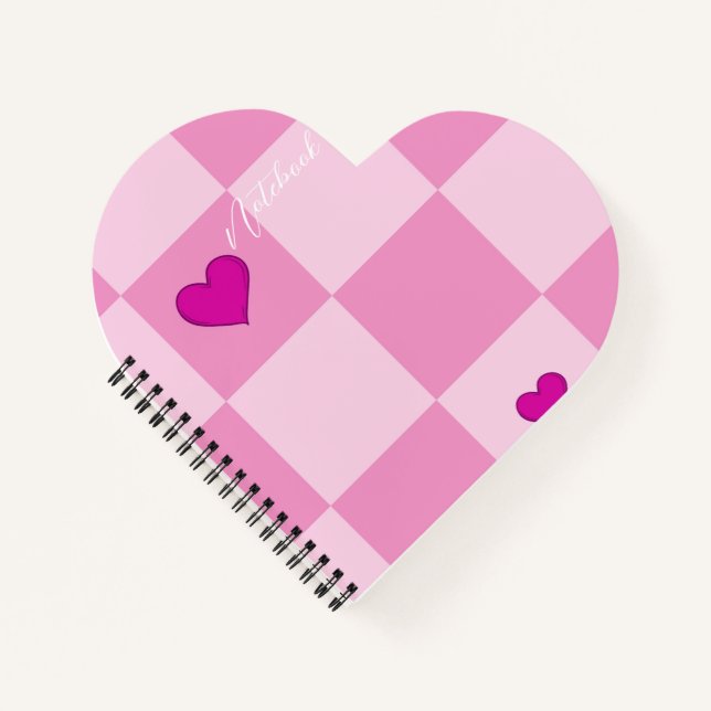 Carnet de coeur rose personnalisé (Devant)