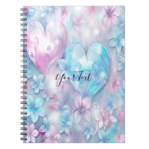 Carnet de Coeurs et Fleurs Aqua Roses