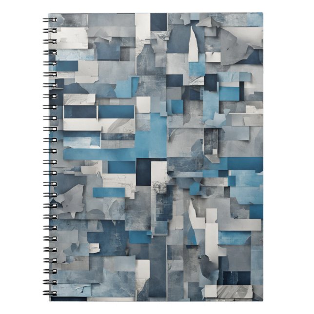 Carnet de collage Abstrait - Tons de bleu et de gr (Devant)