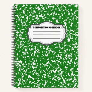Carnet de composition du papier à spirale verte