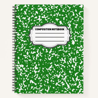 Carnet de composition du papier à spirale verte