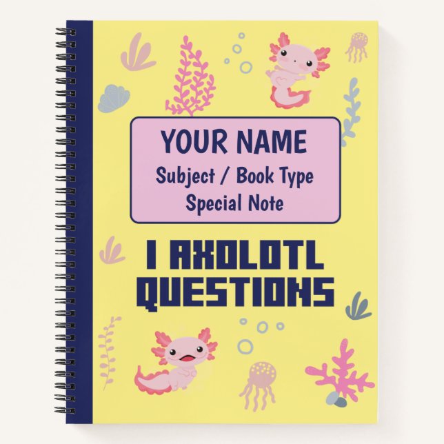 Carnet de composition primaire Cute Axolotl Motif (Devant)