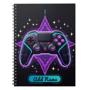 Carnet de contrôleur Neon Gamer - Nom modifiable