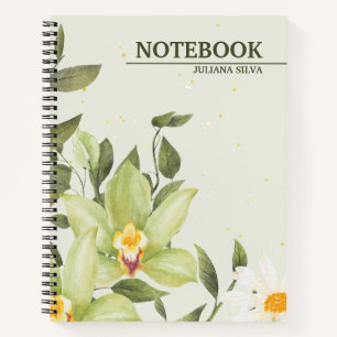 Carnet de couverture d'aquarelle verte personnalis