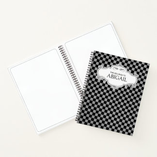 Carnet de croquis À damiers noir et gris personnal