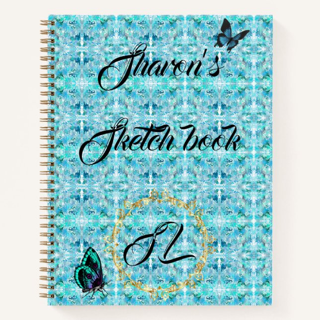 Carnet de croquis Papillon Monogramme Abstrait Or  (Devant)