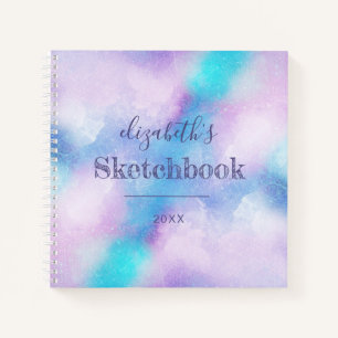Carnet de croquis personnalisé Turquoise Violet po
