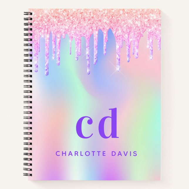 Carnet de croquis rose violet parties scintillant  (Devant)