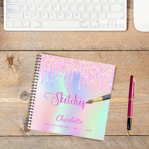 Carnet de croquis rose violet parties scintillant