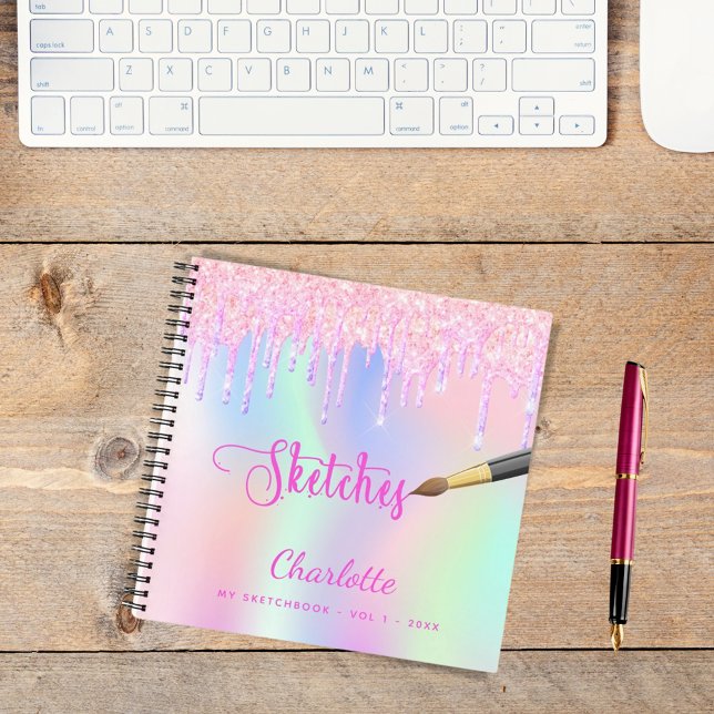 Carnet de croquis rose violet parties scintillant  (Créateur téléchargé)