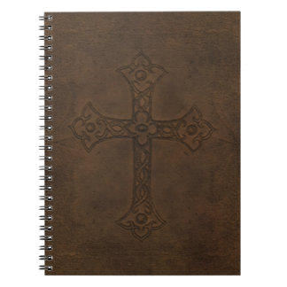 Carnet de cuir de relief de croix