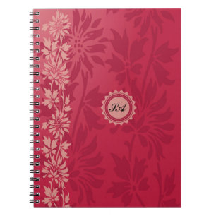 Carnet de design floral rouge et rose personnalisa
