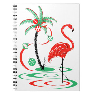 Carnet de Flamant rose de Noël rouge