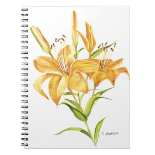 Carnet de fleur d'aquarelle de tigre