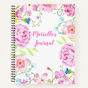 Carnet de fleurs d'aquarelle personnalisée