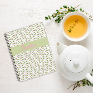 Carnet de fleurs motif rose vert