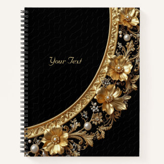 Carnet de fleurs ornementales dorées