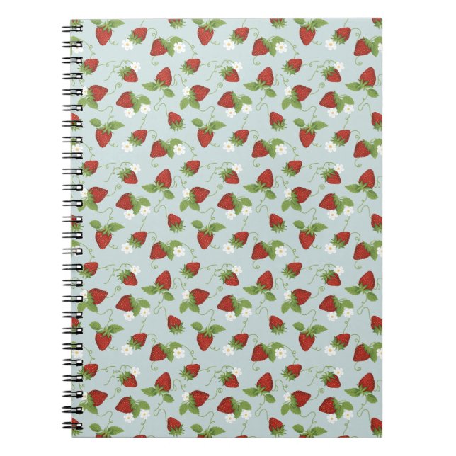 Carnet de fraise floral Whimsical à spirale (Devant)