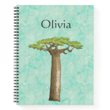 Carnet de graphique d'arbre du baobab aquarelle