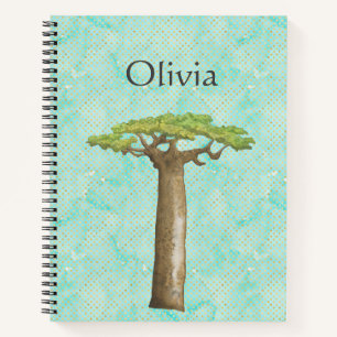 Carnet de graphique d'arbre du baobab aquarelle