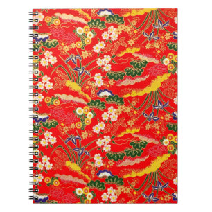 Carnet De jolis motifs floraux japonais colorés