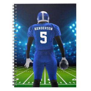 Carnet de joueur de football personnalisé bleu