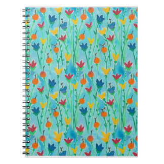 Carnet de journal de motifs floraux d'aquarelle