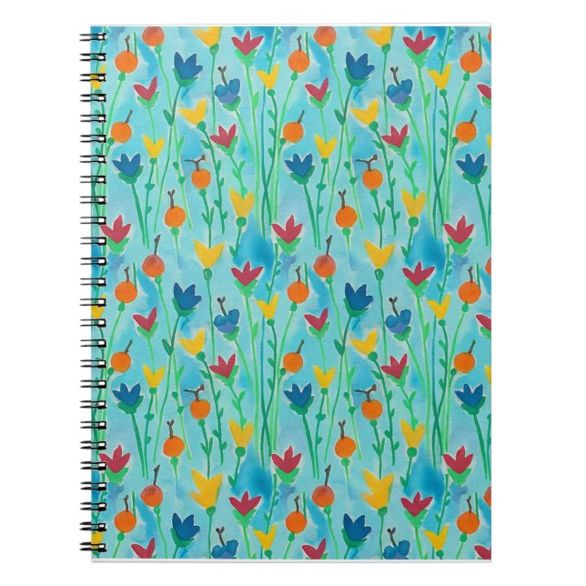 Carnet de journal de motifs floraux d'aquarelle (Devant)