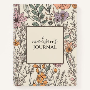 Carnet de journal Fleur sauvage personnalisé