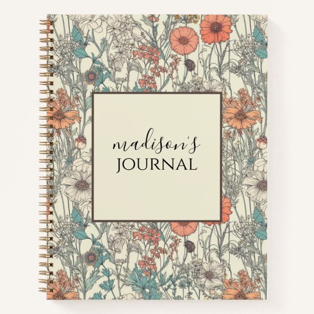 Carnet de journal floral personnalisé (Devant)