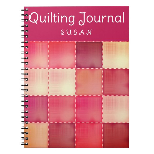 Carnet de journal personnel de courtepointe rose (Devant)